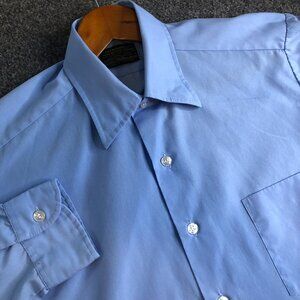 Sears Perma Prest Shirt Mens 15.5 33 Large Blue Drss Oxford True Vintage 80s